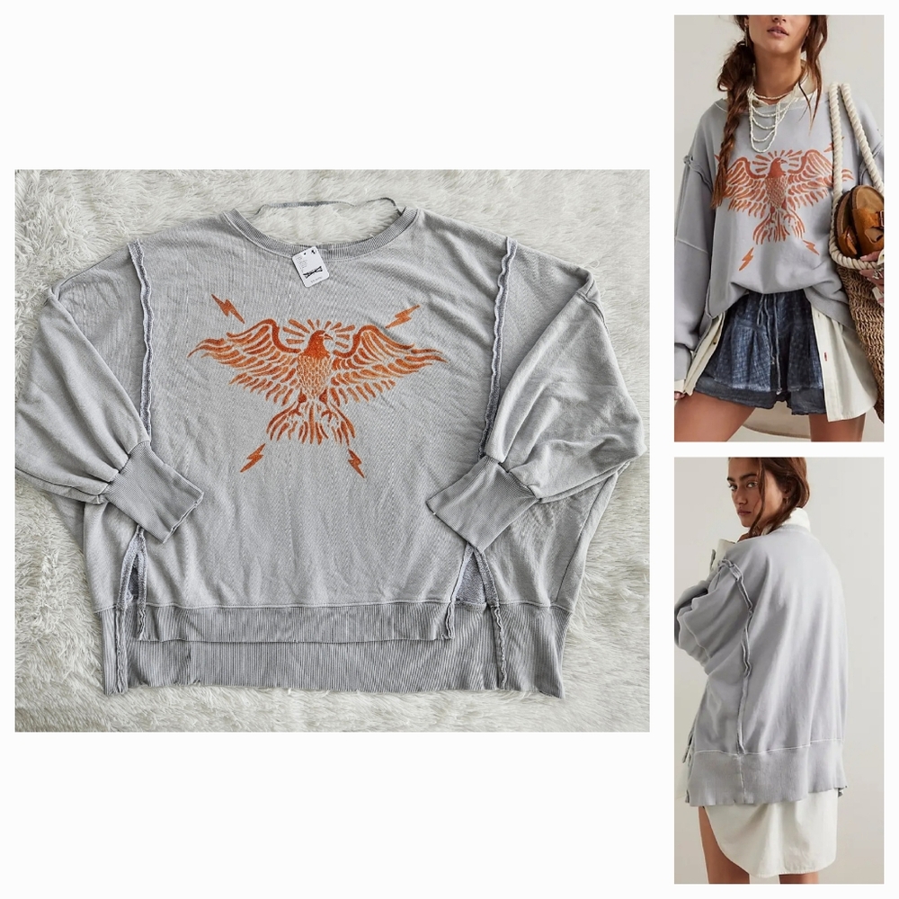 Free People We The Free Graphic Camden Pullover Zion Eagle